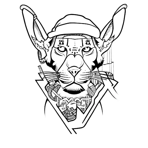 A Minimalist Tattoo Of A Graffiti-style Hiphop Artist With Hidden Animal Elements