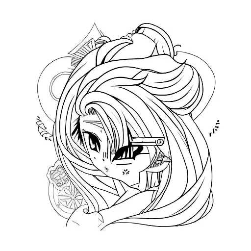 Straight Line With Designs Anime Style