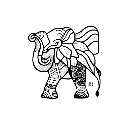 One Line Thai Elephant
