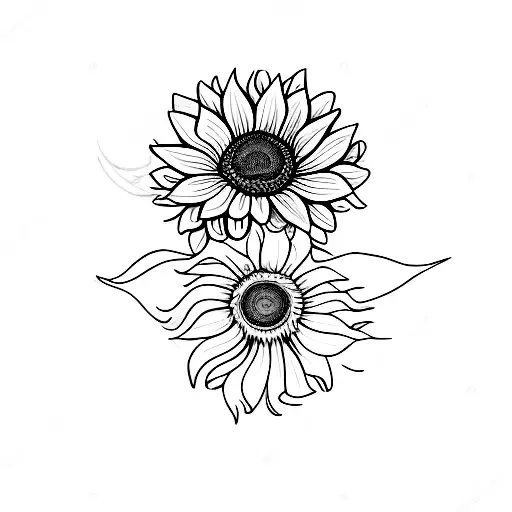 Delicate Sunflower With Stem And Forgetmenot Flowers Together