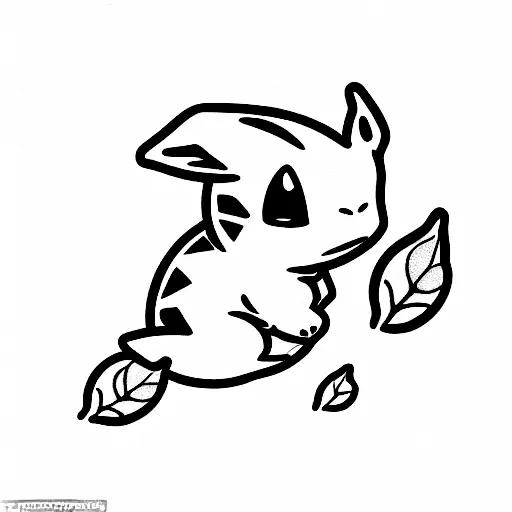 Bulbasaur Hiding Under Leaf From Vaporeon Attack