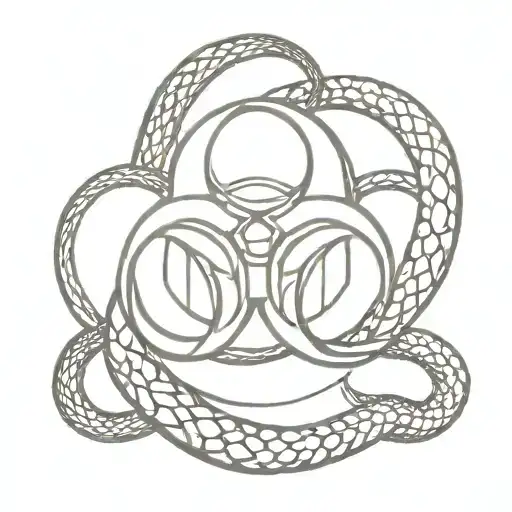 A Minimalist Design Of A Biohazard Symbol Made Up Of Intertwining Snakes
