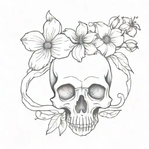 Skull Of Animal With Flowers Growing Together