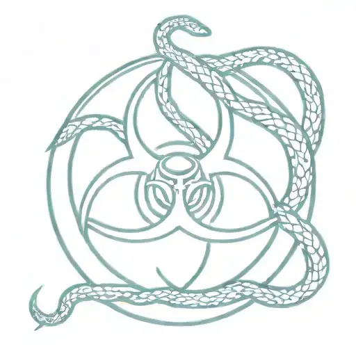 A Minimalist Design Of A Biohazard Symbol Made Up Of Intertwining Snakes