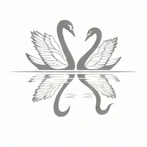 Mirrored Black Swans Facin Each Other