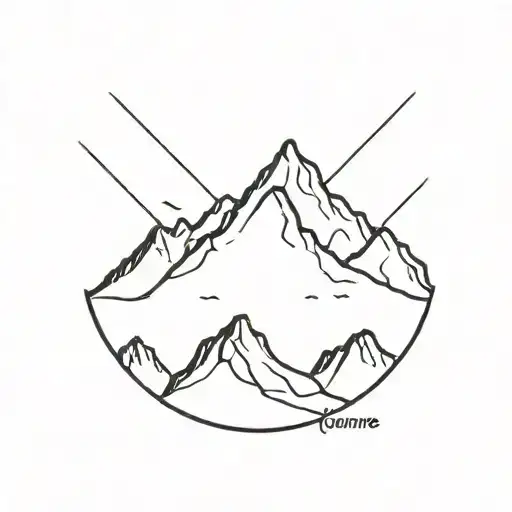 Create Tattoo Of A Mountain Peak With The Word 'Just One More' Integrated Subtly In The Design