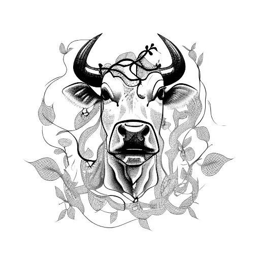 Cow Head With Vines