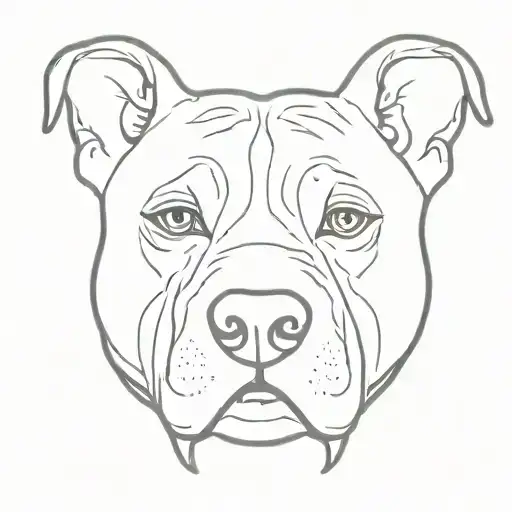 Outline Of Pitbull And Lhasa Face Tattoo Design