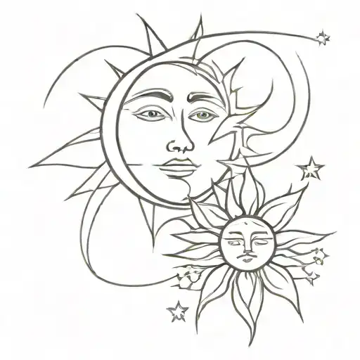 Create A Tattoo Design Combining Elements Of Sun And Moon And Wife