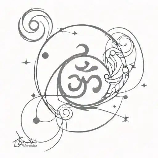 Aum Symbol Combined Symbol Consisting Time Life Planets Galaxies