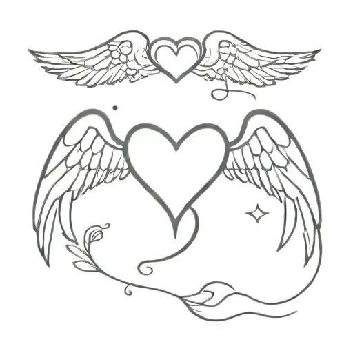 Heart Shape And With Angel Wings