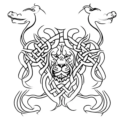 A Celtic Knot Dragon With Lion-like Features