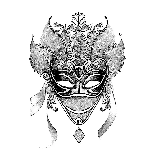 A Masquerade Mask In Form Of Line Art