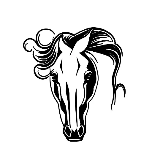 Horse Head With Ocean Wave And Mountain