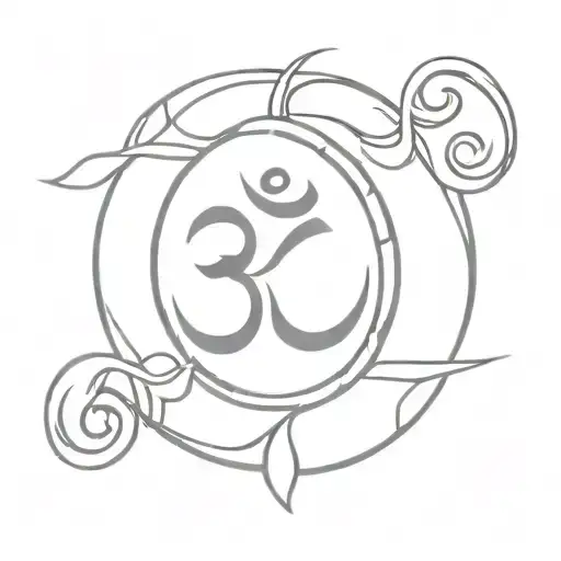 Aum Symbol With Lines Forming