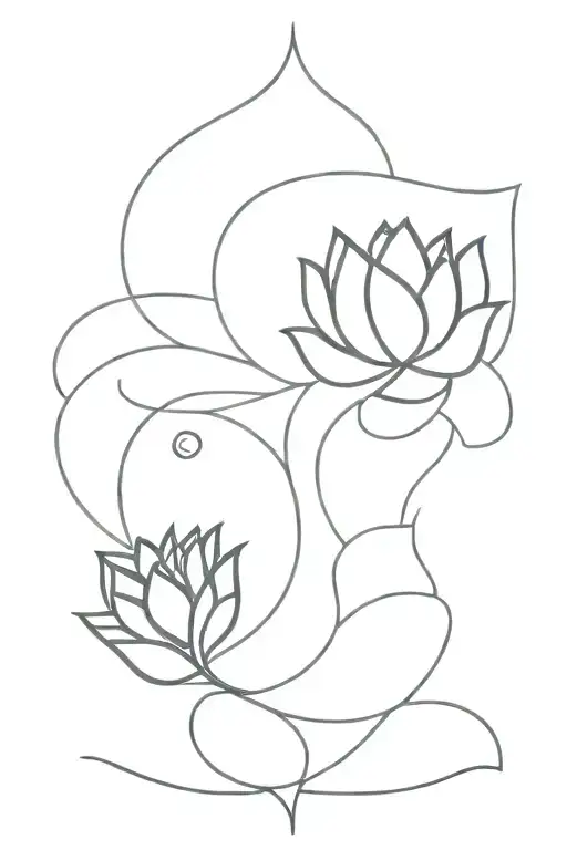 Unalome Symbol With Lotus Flower