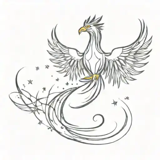 A Majestic Phoenix Rising From A Galaxy Of Stars Forming The Shape