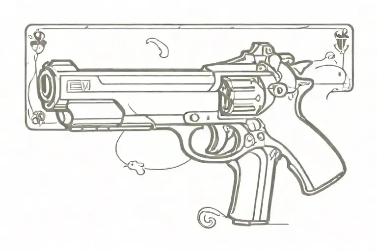 Gun Firing Playing Cards Tattoo Design