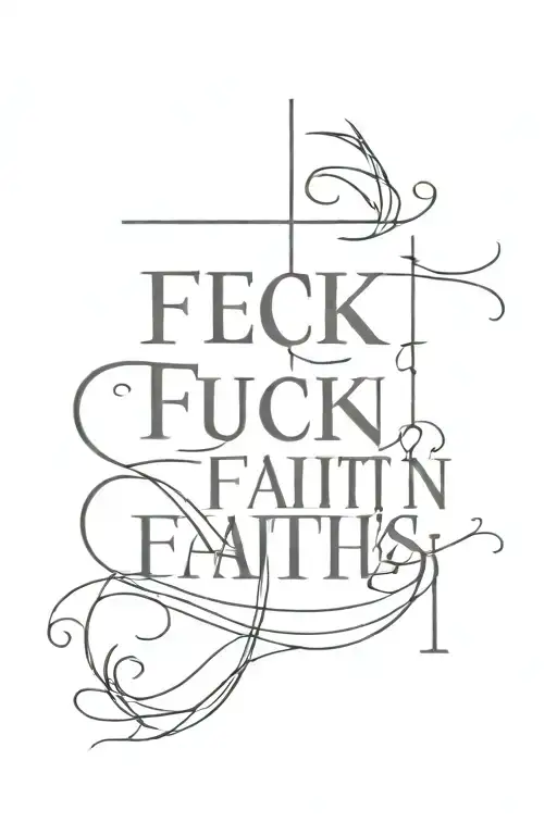 The Word Fuck In Faith Cross Font Style