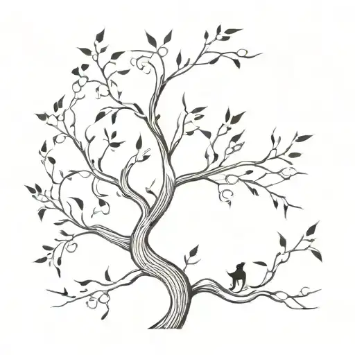 A Tree With Vines And Flowers