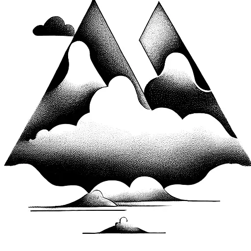 Vertical Rectangle Box With Balinese Temple And Gates Mountain And Clouds