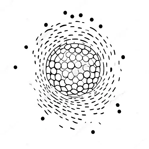 A Minimalist Tattoo Of A Golf Ball Teeing Off On A Beach With Crashing Waves In The Background