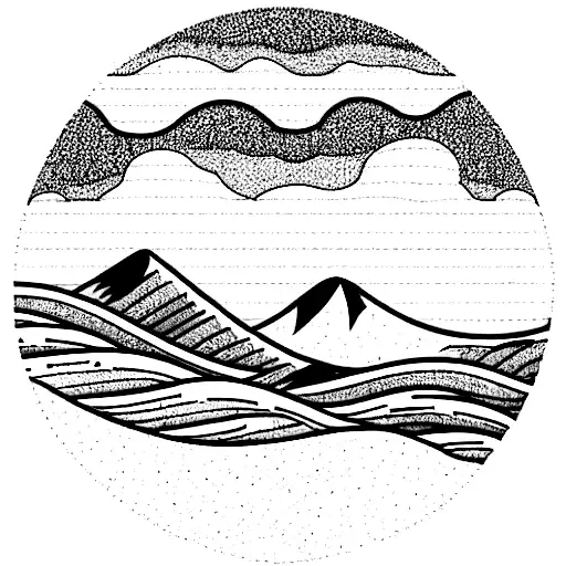 Mountains With Waves And A Rainbow