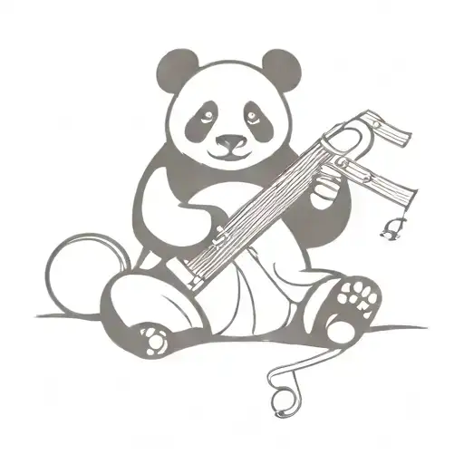 A Portrait Of A Panda Practicing Kung Fu Surrounded By Musical Notes