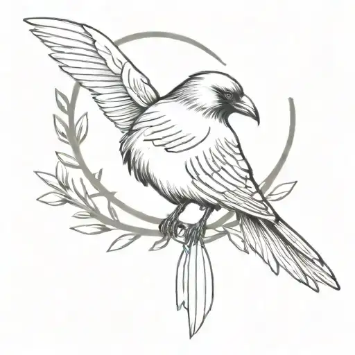 Crow Holding A Laurel Wreath Crown