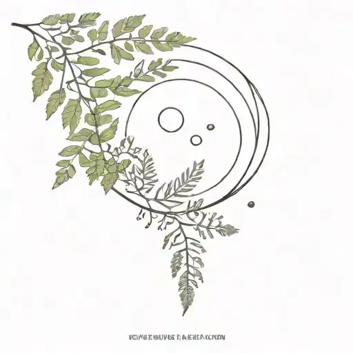Celestial Moon Phases Intertwined With Delicate Fern Leaves