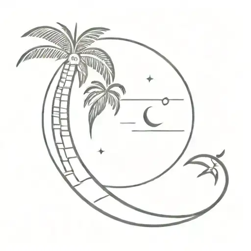 Palm Tree With Crescent Moon