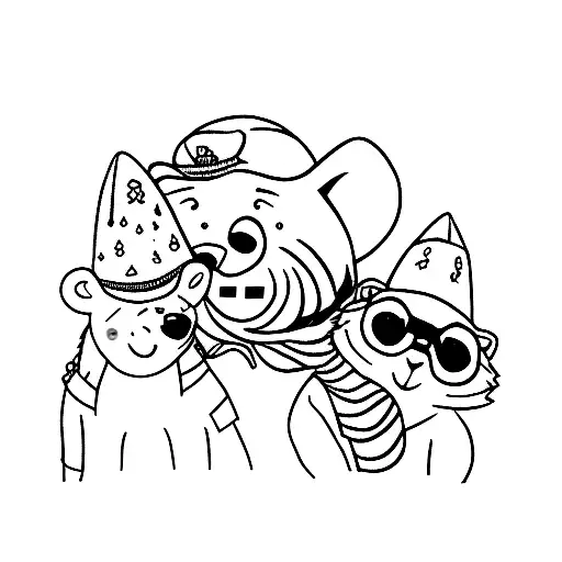 Bears And Cats In A Rainbow Forest