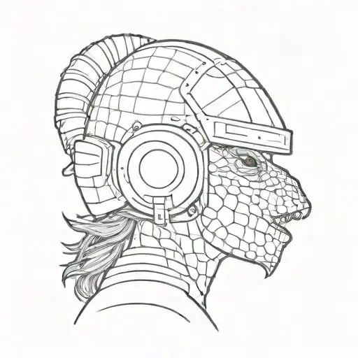 Woman Wearing An Alligator Helmet