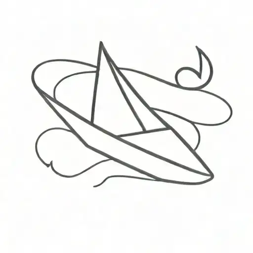 Tiny Outline Paper Boat And Infinity Symbol Merging