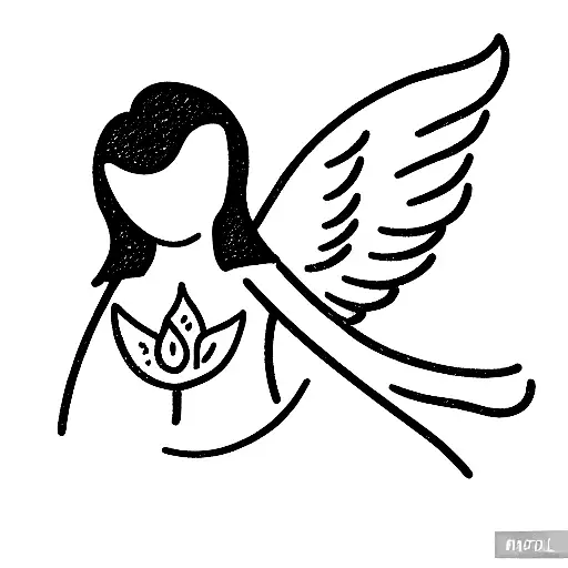 Minimalist Angel With Flowers And Heart