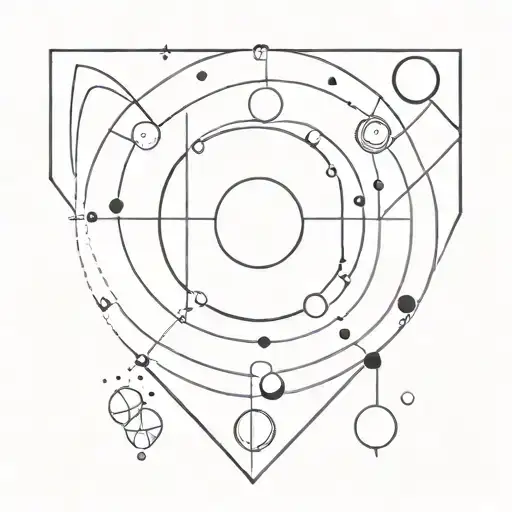 An Abstract Minimalist Tattoo Design Incorporating Planetary Elements And Cosmic Motifs