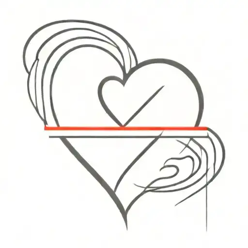 Thin Red Line Heart With A Capital T In The Center