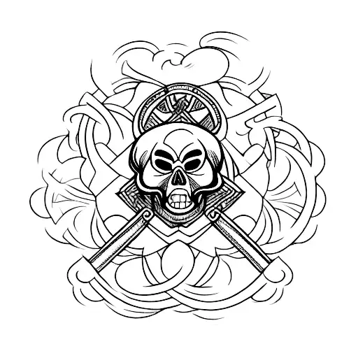 A Circle With A Skull And Crossbones