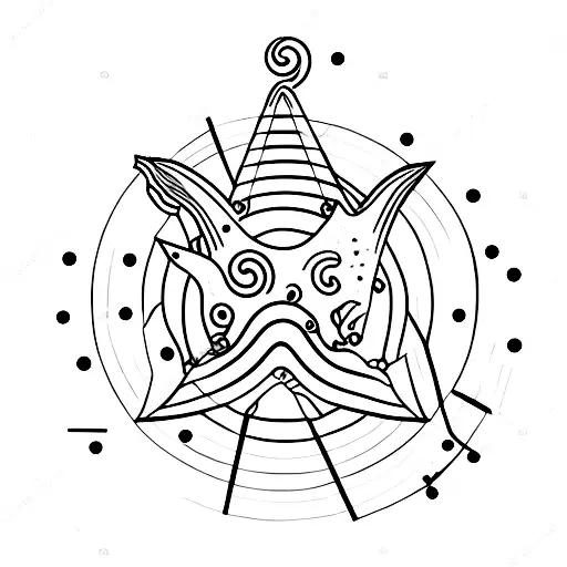 Whale Swimming Through A Galaxy With Constellations And A Big Saturn Behind