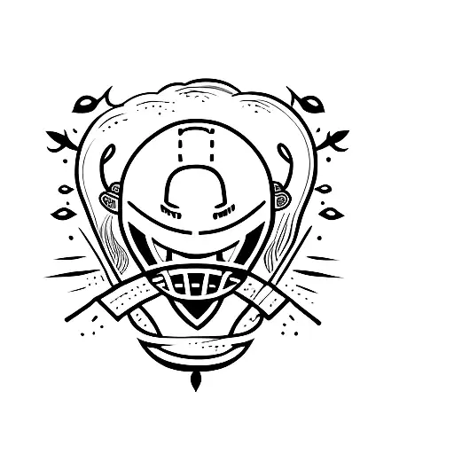 Traditional-style Tattoo Of A Football Coach Surrounded By His Team And Family