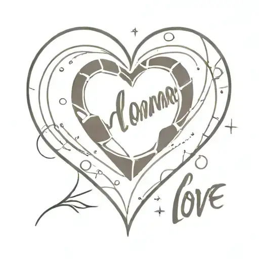 Football Love Heart Tattoo Design Featuring Elements