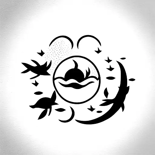 Sun And Moon And Koi Fish