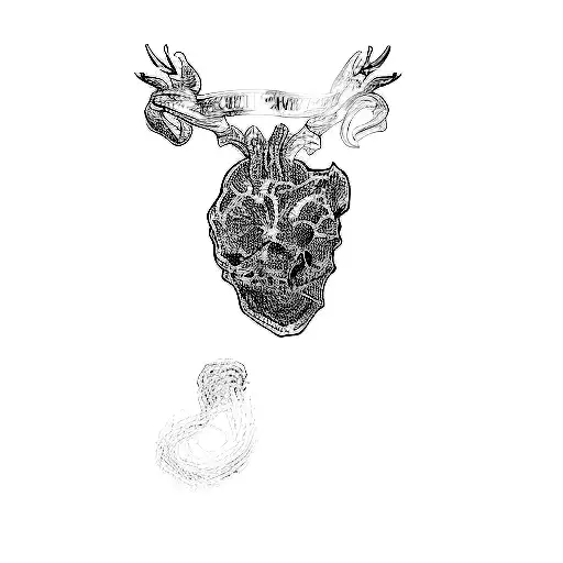 A Skull With Horns And A Heart