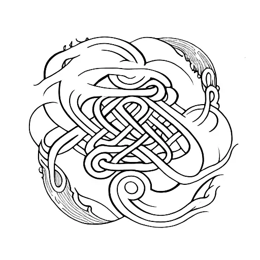 A Gospel Music Note Intertwined With Ocean Waves