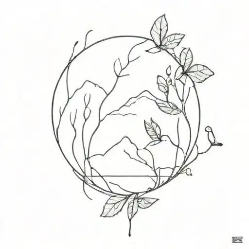 Line Tatoo Representing Nature Inspired