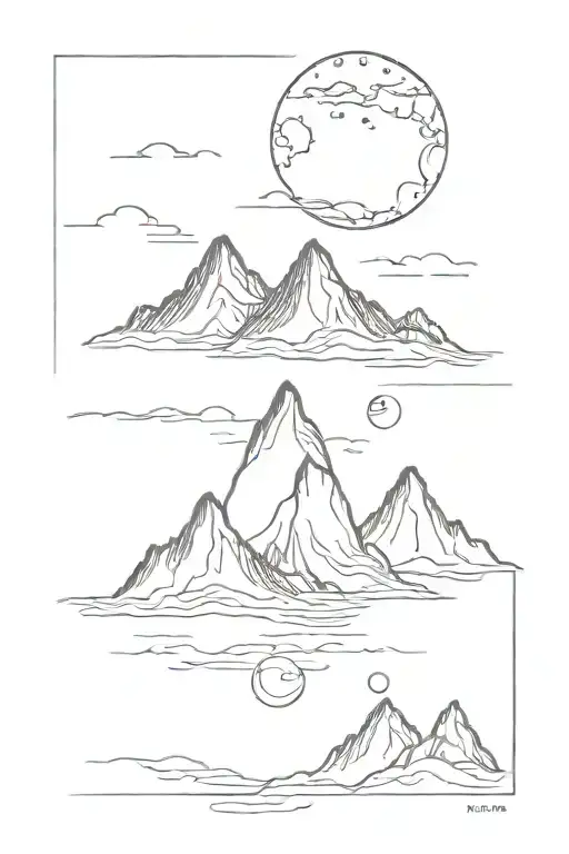 A Mountain That Turns Into The Ocean With The Moon