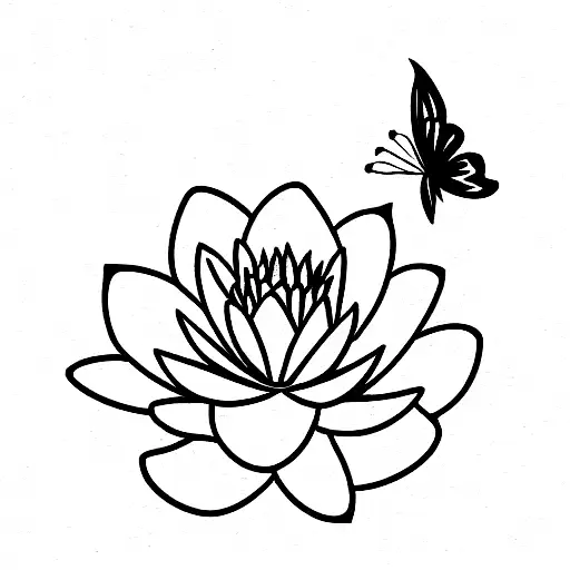 Water Lilly With Butterfly