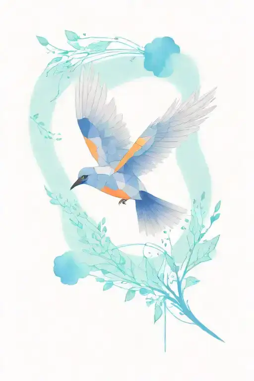 Patchwork Bird Flying Away