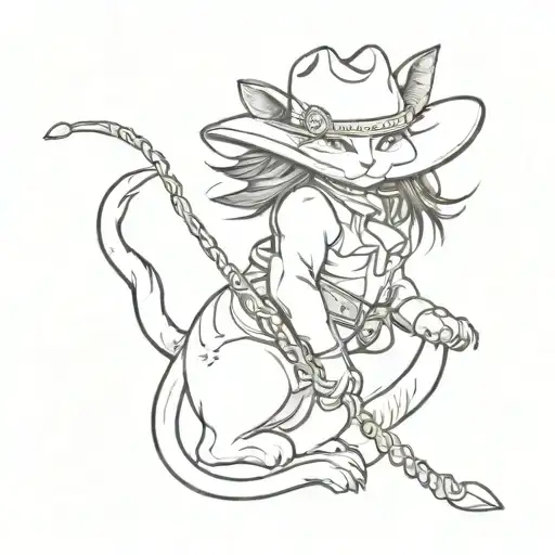 A Cowgirl Cat Using A Whip