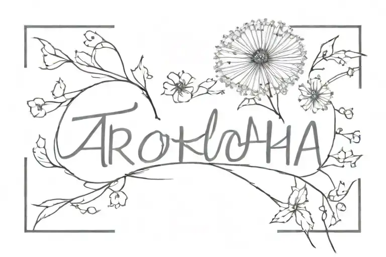 Aroha Written With One Minimalist Dandelion Flower